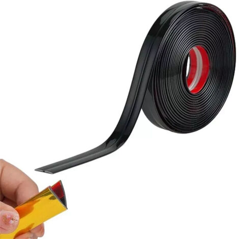 KAKET Profilé d'angle intérieur flexible 2 cm x 3 m, bande de moulure d'angle murale autocollante en PVC, pour la protection des angles de murs,noir