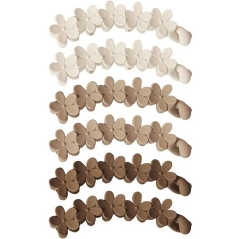 (Kaki, blanc cassé, marron)Lot de 6 pinces à cheveux - Marque non spécifiée - Modèle floral - Antidérapantes - Couleurs variées - 10x2x2 cm