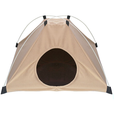 Kaki chien tente extérieur Portable chat maison lit petit chien pliant boîte croix maison tente tapis de couchage animal de compagnie