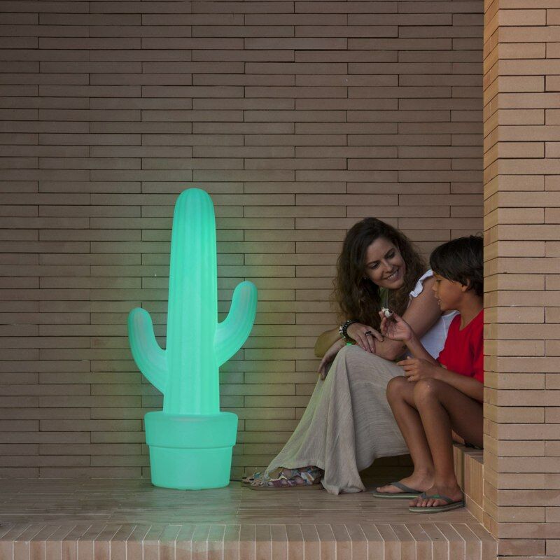 Image of Lampada cactus 70 forma di cactus batteria ricaricabile led rgb con telecomando altezza 110cm - Moovere
