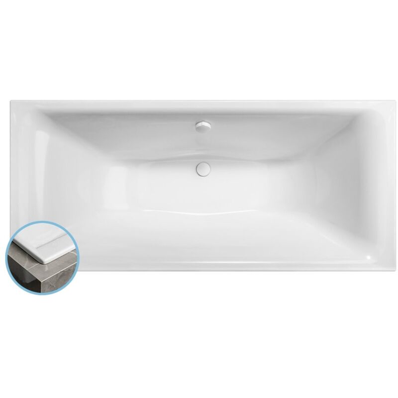 Polysan - kaldera slim baignoire rectangulaire 180x80x40cm, blanc