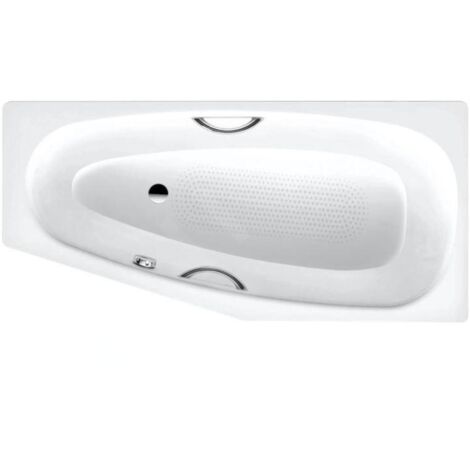 Kaldewei Advantage - Baignoire asymétrique Mini Star gauche 833, 1570x750/500 mm, avec trous pour poignées, antidérapant sur