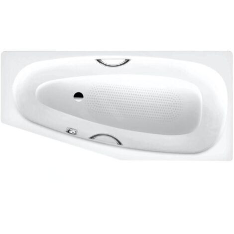 Kaldewei Advantage - Baignoire asymétrique Mini Star gauche 837, 1570x700/475 mm, avec trous pour poignées, antidérapant sur