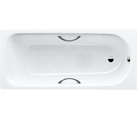 Kaldewei Advantage - Baignoire rectangulaire Saniform Plus Star 345, 160x75 cm, avec trous pour barres de maintien, blanc - baignoire, antidérapante, effet Perl, trous pour barres de maintien 13453000
