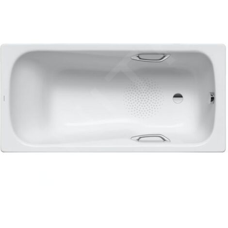 Kaldewei Ambiente - Baignoire rectangulaire Dyna Set Star 627, 1600x700 mm, avec trous pour poignées, antidérapant, blanc