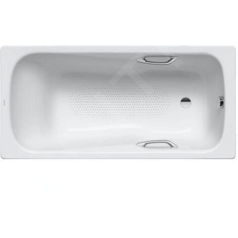 Kaldewei Ambiente - Baignoire rectangulaire Dyna Set Star 627, 1600x700 mm, avec trous pour poignées, antidérapant sur toute la