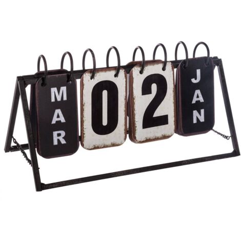 Kalender Vintage - Metall - schwarz und weiß - 27x15 cm.