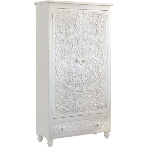 KalhanaArmoire avec 2 portes et 1 tiroir en bois de manguier crème