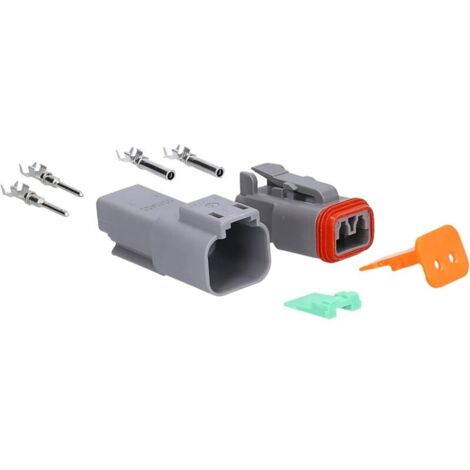 KALI-1202 Packung mit 2 deutschen DT IP68 wasserdichten Kfz-Steckverbindern, Leiterquerschnitt 0,75–2 mm², 18–14 AWG, verstärktes Polyamid