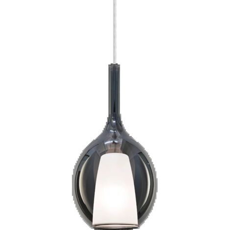 KALIQUE LAMPADARIO SOSPESO 1 LUCE ATTACCO E27 DOPPIO VETRO SATINATO E FUME' 18X36CM
