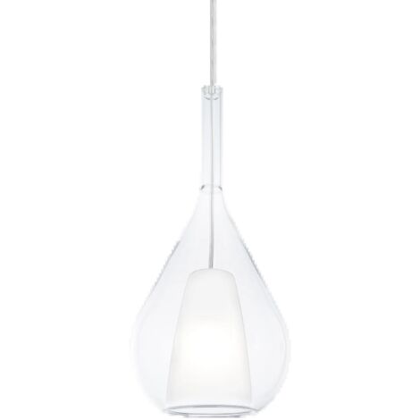 KALIQUE LAMPADARIO SOSPESO 1 LUCE ATTACCO E27 DOPPIO VETRO SATINATO E TRASPARENTE 18X40CM