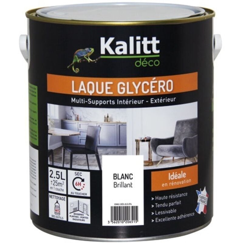 Laque glycéro brillant blanc 2.5l - Kalitt