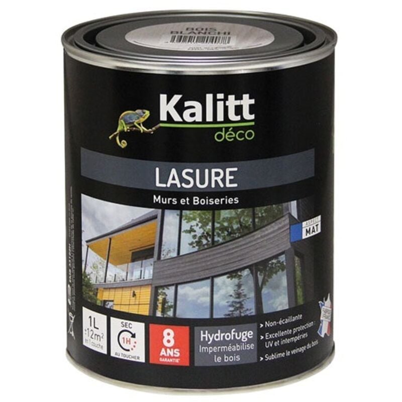 Lasure 8 ans les modernes bois blanchi acrylique mat 1L - Kalitt