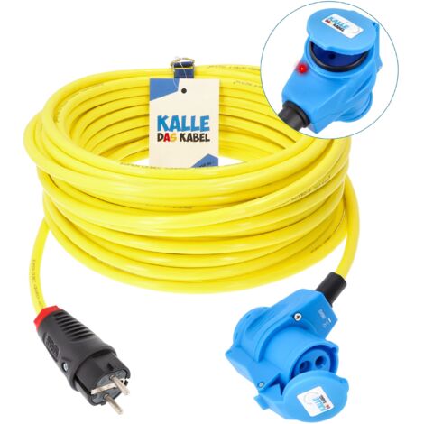 Kalle LEDapter 230V 16A 2,5mm² Winkel Extreme Signal Gelb IP44 5 Meter