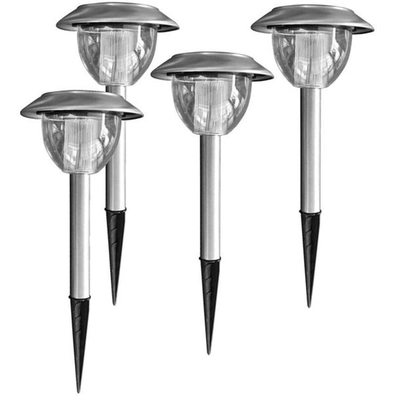 Kallie 4 bornes solaires led RVB/blanche à piquer finition aluminium