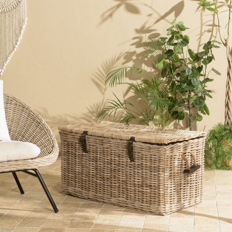 Kally - Coffre de rangement en kubu naturel 100cm