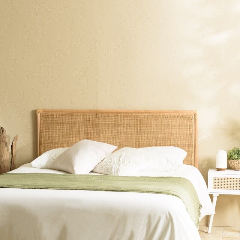 Kally - Tête de lit rect. 140/160cm 'cannage' rotin couleur brun miel