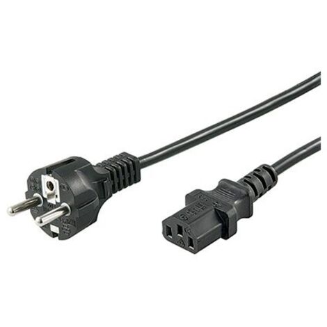 Kaltgeräte-Anschlusskabel, 3 m, Schwarz, (31 mm²), Schutzkontaktstecker Hybrid (Typ E/F, CEE 7/7)  Gerätebuchse C13 (Kaltgeräteanschluss). Kabellänge 3 m