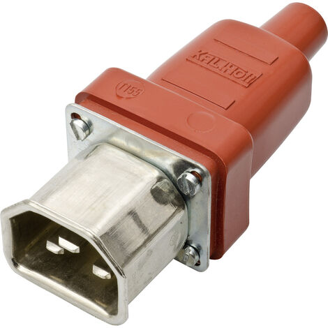 Kalthoff 444010 Warmgeräte-Steckverbinder 444 Stecker, gerade Gesamtpolzahl: 2 + PE 16 A Rot, Metall