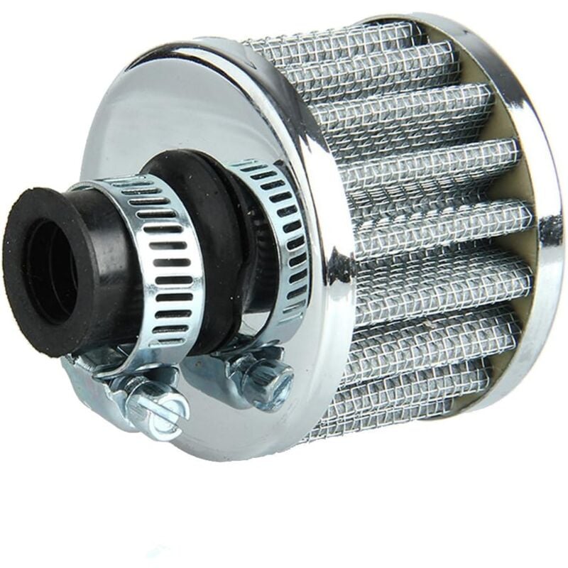 Image of Kaltluftfilter Kurbelgehäuseentlüftung Turbolüfter 12MM Mini Silber für Auto Motorrad (Silber)