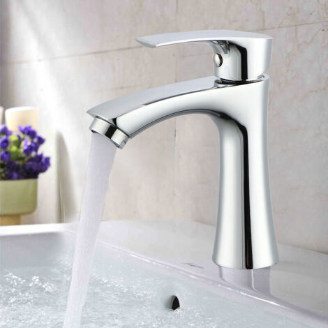 Kaltwasser-Badezimmerarmatur aus verchromtem Edelstahl, modernes und schlichtes Design.