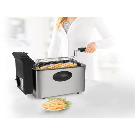 Kaltzonen Fritteuse Edelstahl mit Deckel 2000Watt, 4 Liter