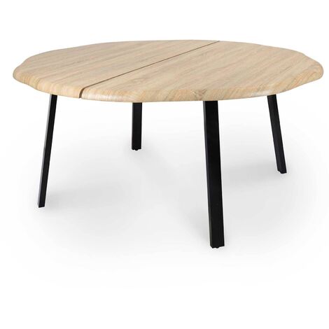 KALVIN - Table à manger ronde design industriel 6-8 personnes en bois - Bois