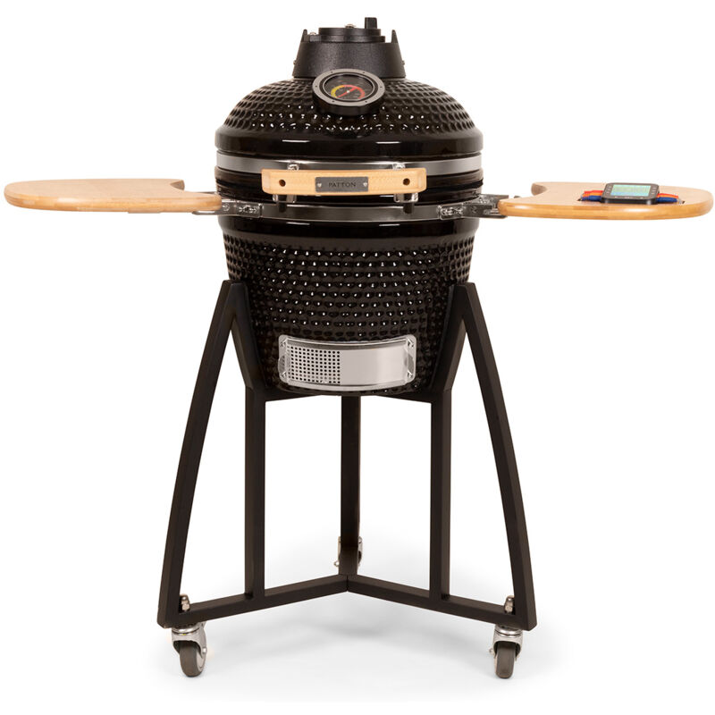 Patton - Kamado barbecue céramique Premium 16' - Modèle Compact - Noir
