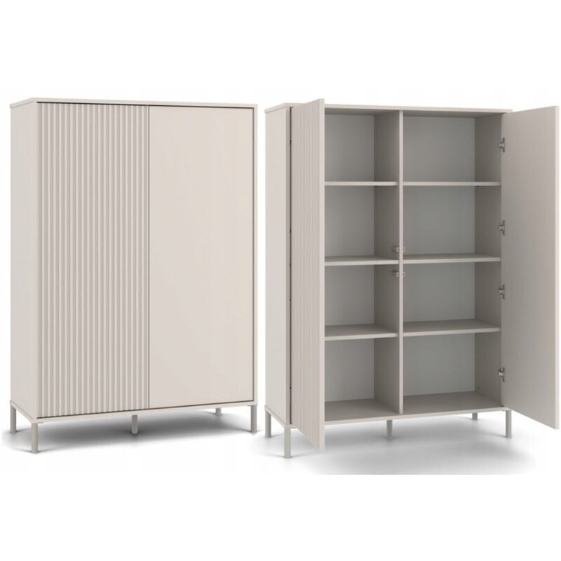 Kamaro - Armoire moderne 8 étagères et 2 portes - 147.5x103.5x40cm - Meuble de rangement - Beige Cachemire
