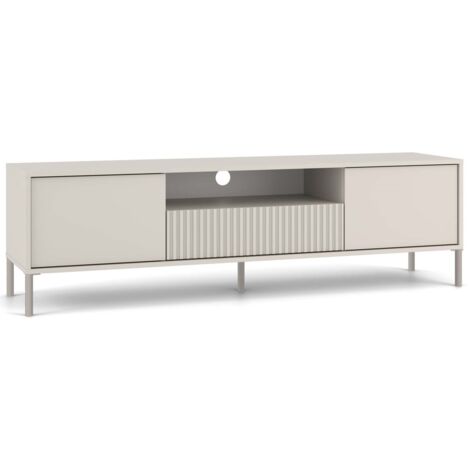 KAMARO - Meuble TV 160cm avec deux portes et un tiroir - Beige Cachemire