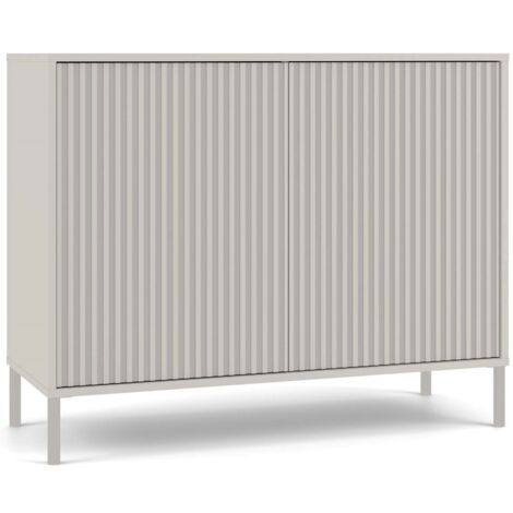 KAMARO – Moderner Kommode mit 4 Regalen und 2 Türen – 82,5x103,5x40 cm – Beige Cachemire mit Rillenfront