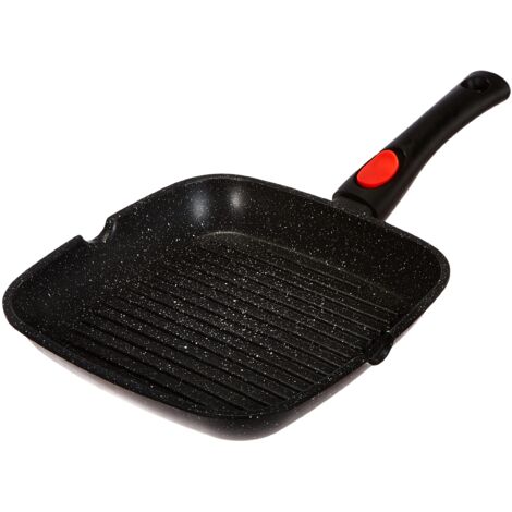 KAMBERG Padella Griglia 24 x 24 cm, Manico Rimovibile, Ghisa di Alluminio, Rivestimento Antiaderente di Alta Performance Pietra, Tutti Fornelli y induzione, Senza PFOA