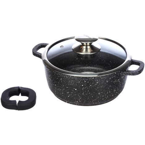 KAMBERG Pentola 20 cm, Ghisa di Alluminio, Rivestimento Antiaderente di Alta Performance Pietra, Coperchio in Vetro, Tutti Fornelli y induzione, Senza PFOA