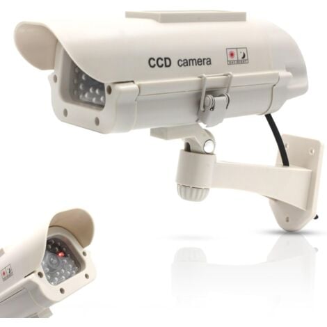 SUNXURY Kamera-Attrappe für den Außenbereich – Gefälschte Überwachungskamera mit blinkender LED – Solarpanel – für den Außen- und Innenbereich – Weiß