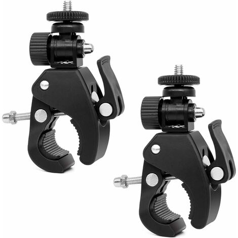 Kameraklemme 2 Stück Multifunktionaler Doppelkugeladapter mit unterer Klemme und Standard 1/4" Schraube für Kamera, Blitz, Stativ, DV-Monitor, LED-Leuchten.