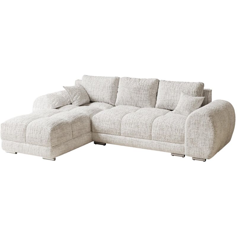 Mobilier Deco - kamilia - Canapé d'angle convertible avec coffre en tissu beige - Angle gauche