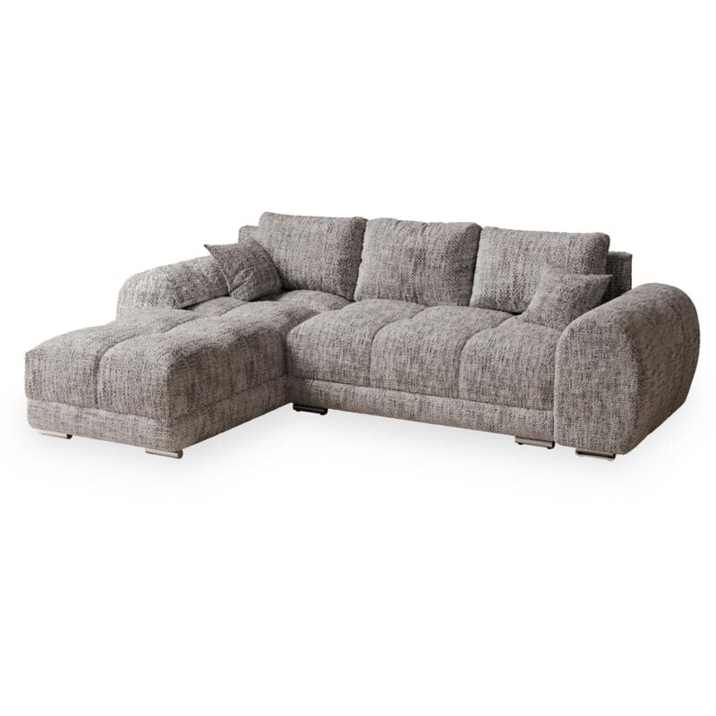 Mobilier Deco - kamilia - Canapé d'angle convertible avec coffre en tissu gris - Angle gauche