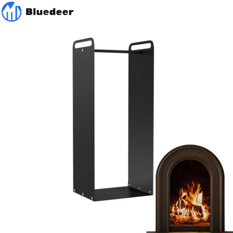Kaminholzregal 36 x 30 x 90 cm Brennholzregal mit Griffe – Feuerholzregal für Outdoor – Indoor – bis 30 kg – Stahl – Schwarz
