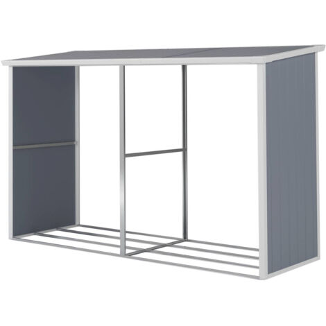 Kaminholzregal außen aus Harz "Alexandre" - 3,38 m² - 302 x 112 x 190 cm - Grau
