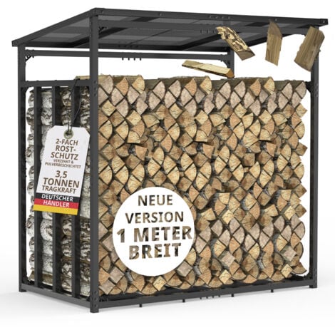 LAWA LIVING AND LIFESTYLE Kaminholzregal außen Metall ohne Plane VERZINKT 185x105x185 Stapelhilfe Brennholz Unterstand mit Dach