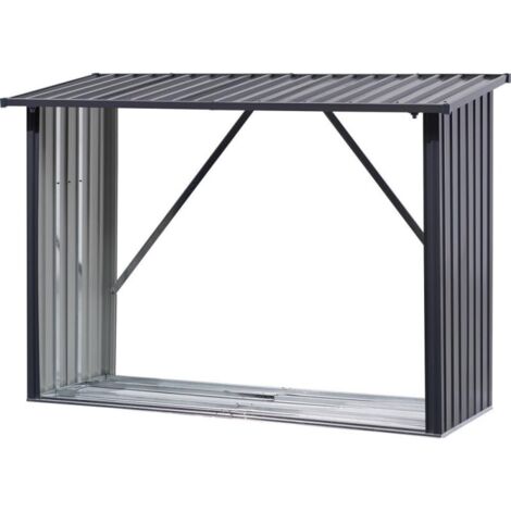 Kaminholzregal XL 205 x 75 x 142/154 cm verzinkt und lackiSTRECKEert