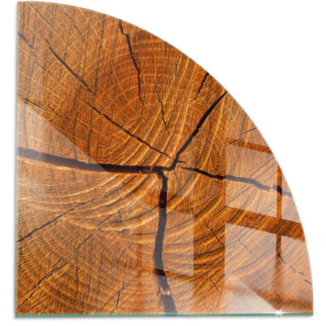 Kaminofen Glasplatte Kaminplatte Kaminglas Funkenschutzplatte Dekorative Sicherheitsglas Holzmaserung im Querschnitt 1/4 100x100 cm