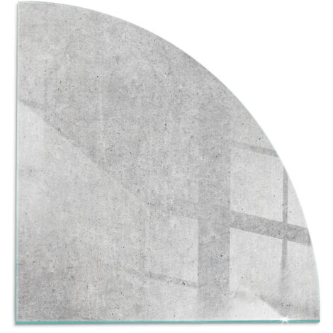 Kaminofen Glasplatte Kaminplatte Kaminglas Ofenglas gehärtetem Glas Hitzeschutz für Kamin Funkenschutzplatte Rohbetonstruktur 1/4 100x100 cm