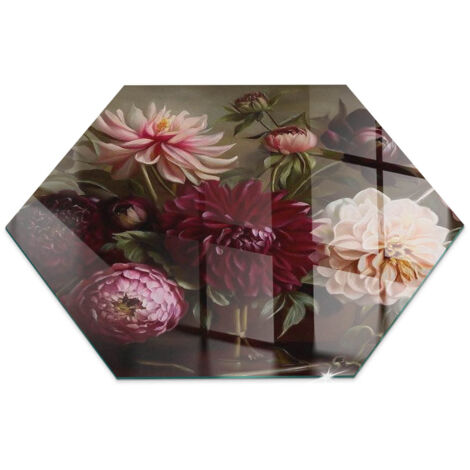 Kaminofen Glasplatte Kaminplatte Kaminglas Ofenglas gehärtetem Hitzeschutz für Kamin Bodenplatte Funkenschutzplatte Blumenstrauß im Detail h40 cm