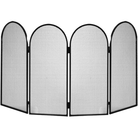 Kaminschirm mit 4 Paneelen 95 x H 50 cm aus Schmiedeeisen "Made in Italy