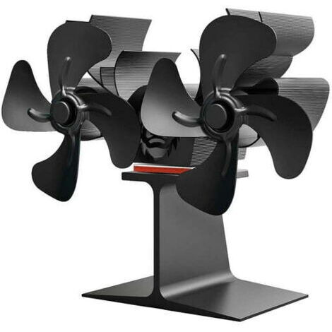 Kaminventilator, doppelseitiger Thermoventilator für Holzöfen, 8-flügeliger Weihnachtsventilator in Rentierform, schwarz, 20 x 9 x 17 cm