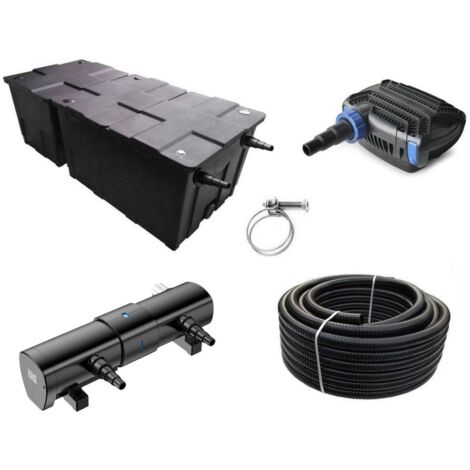 Kammerfilter Set CBF-550B 30W Eco Pumpe Schlauch 110 Watt-UV-Klärer bis 90.000l Nr.80