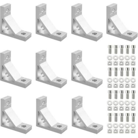 Kamtop Équerre de Fixation, 10pcs Joint à Angle Droit 3030 Équerre de Coin 90° Petite Équerre Métal en Aluminium Joint Angle Entretoises avec vis