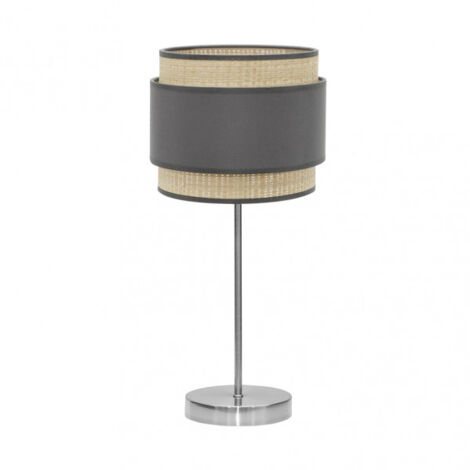 kandy hohe tischlampe 1xe27 natur/grau 67x30x30 cm