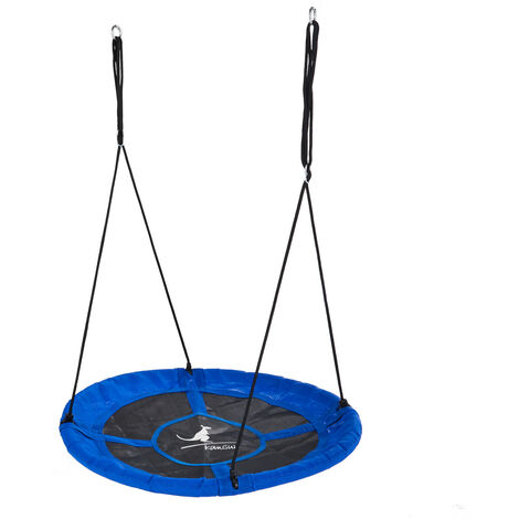 KANGUI Balançoire ronde nid d'oiseau rond Ø100cm - Bleu - Charge 150kg maxi